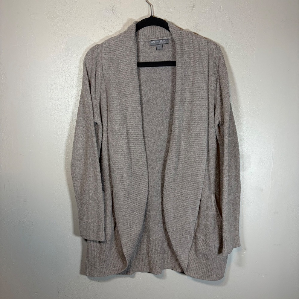 Barefoot Dreams CozyChic Lite Cardigan XL Taupe Brown Open Front Style 423